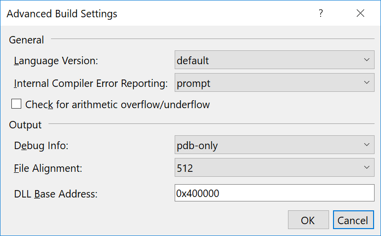 Advanced build settings