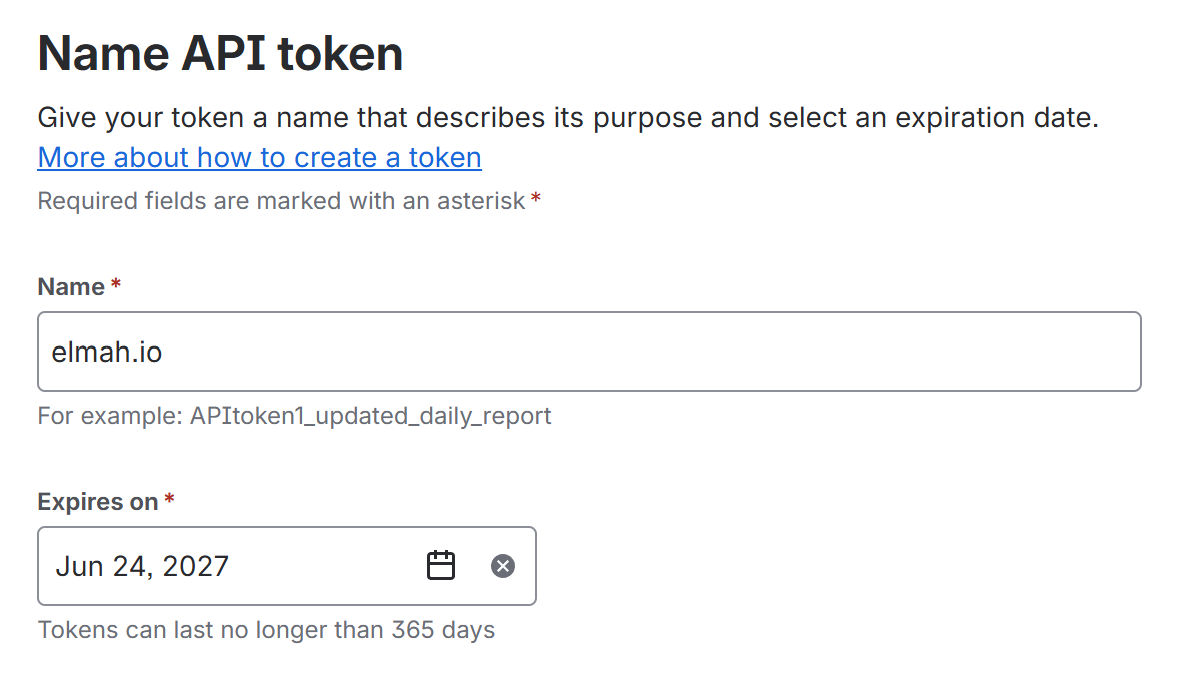 Name API token