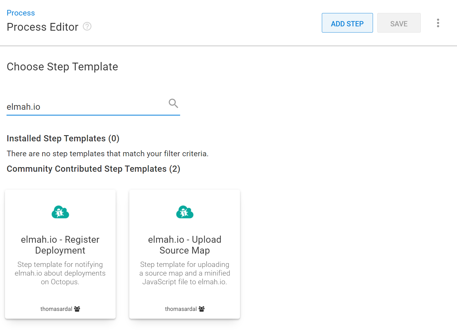 Search step template