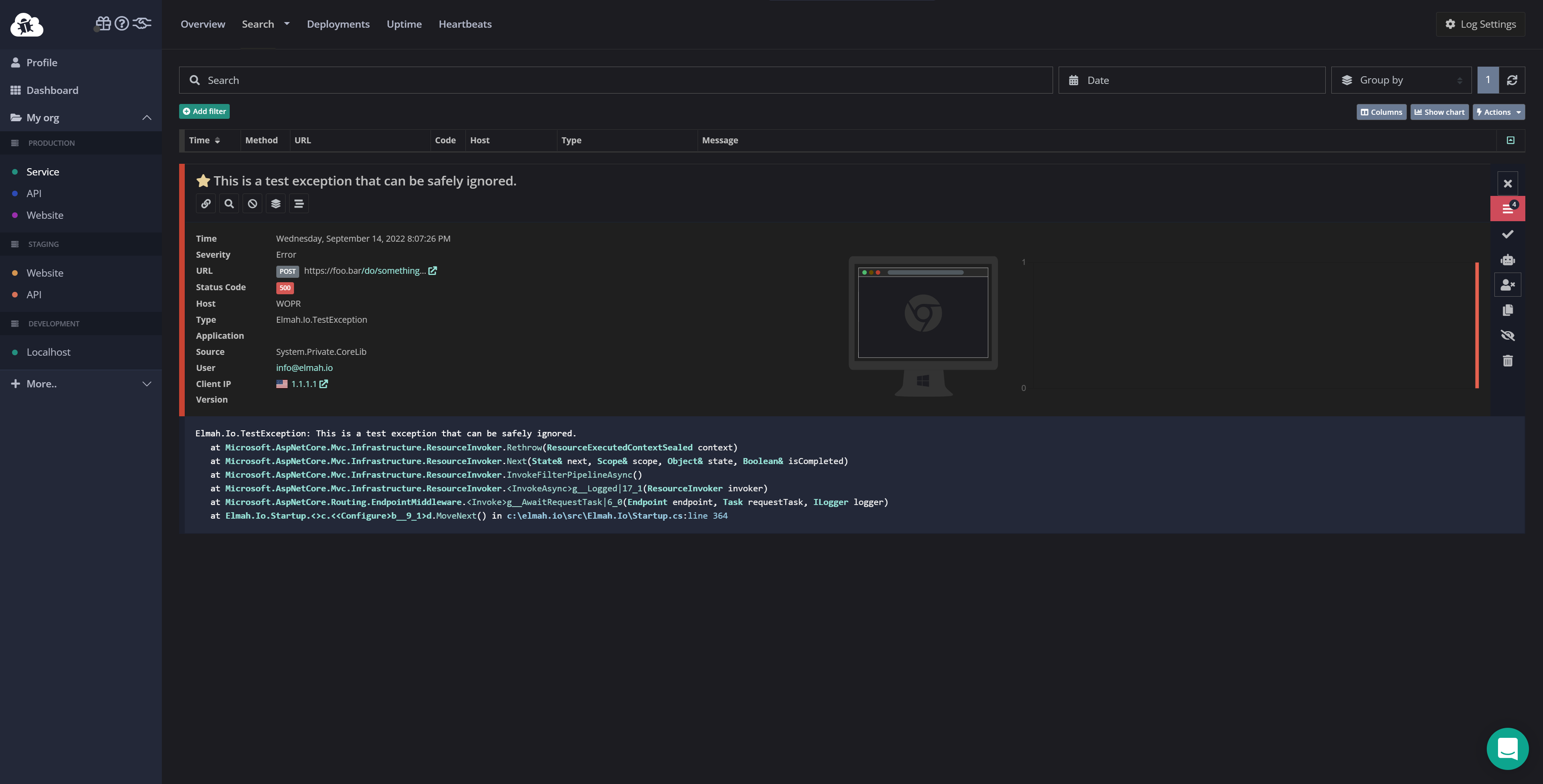 How to run elmah.io in dark mode