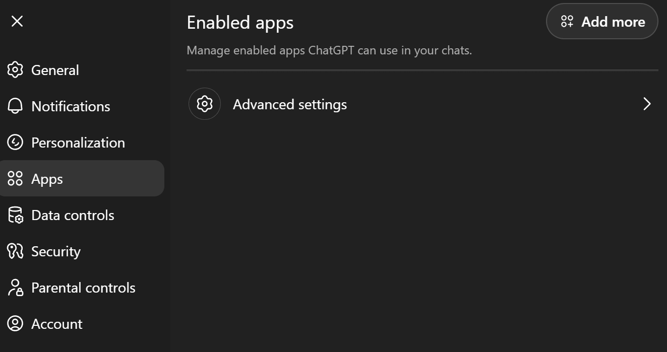 ChatGPT Apps tab