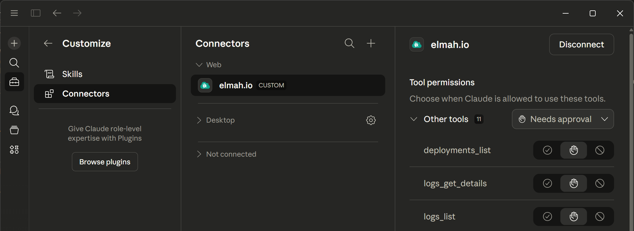 Claude Desktop list available tools