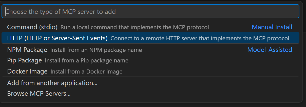 Choose MCP server type