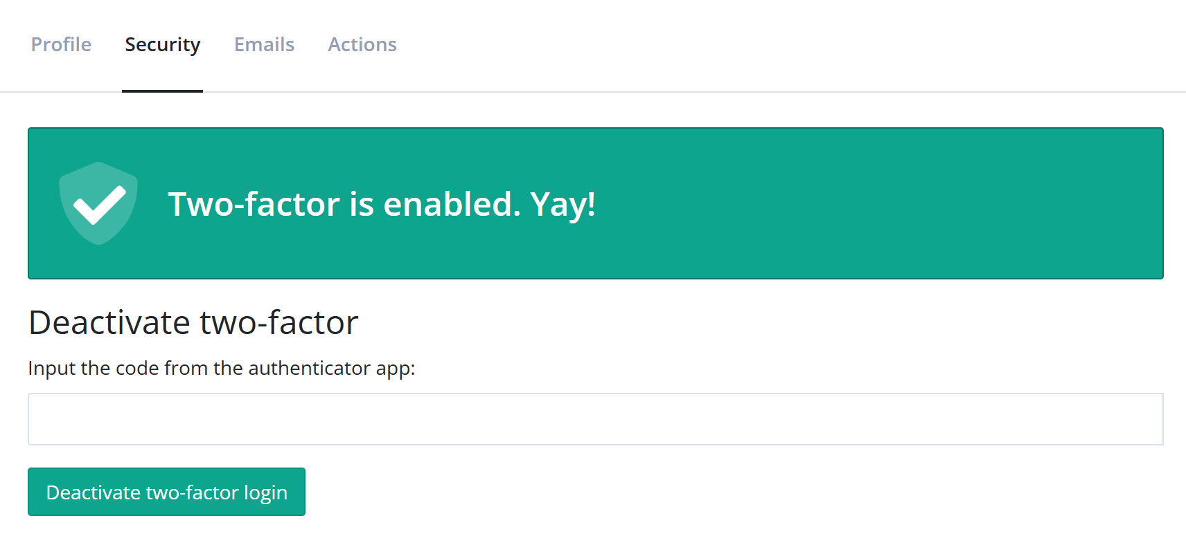 Two-factor enabled