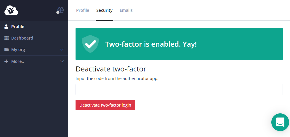 Two-factor enabled